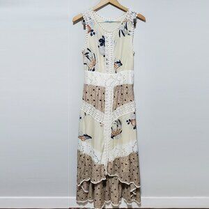 ANTHROPOLOGIE Leifnotes Field of Biology Maxi Dress Peasant Boho Cream Women's 4